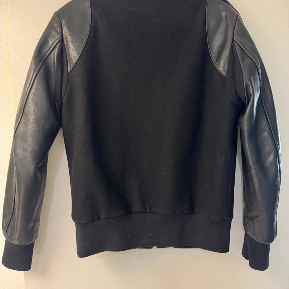 Sandro Black Wool Bomber Jacket with Silver Zip